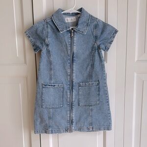 Zara Light Blue Denim Short Sleeved Dress